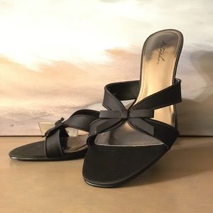 Metaphor black satin formal shoes